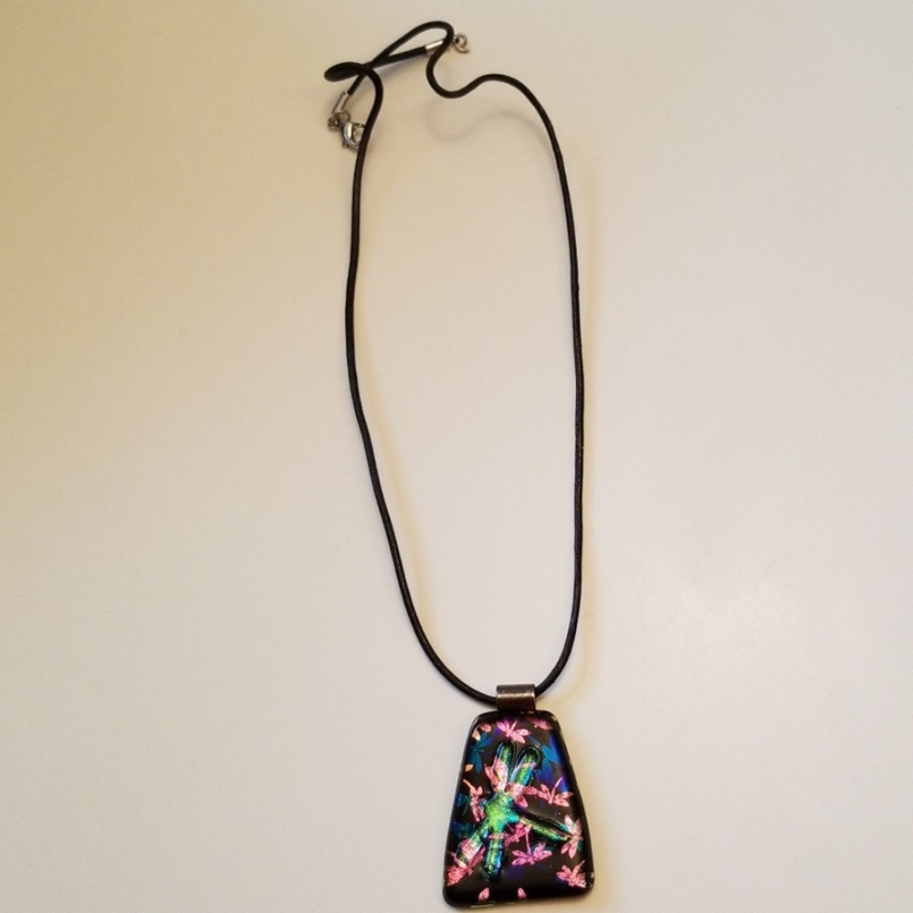 Glass handmade dragonfly necklace